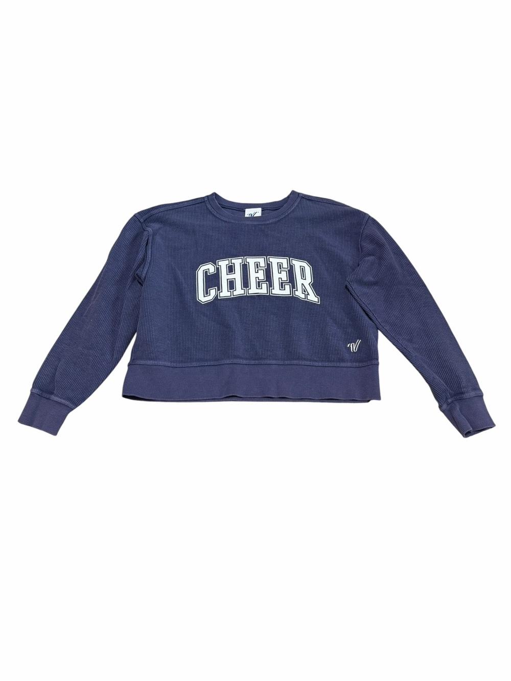 Varsity Spirit Blue CHEER Cropped Ribbed Pullover Sweatshirt Youth Medium